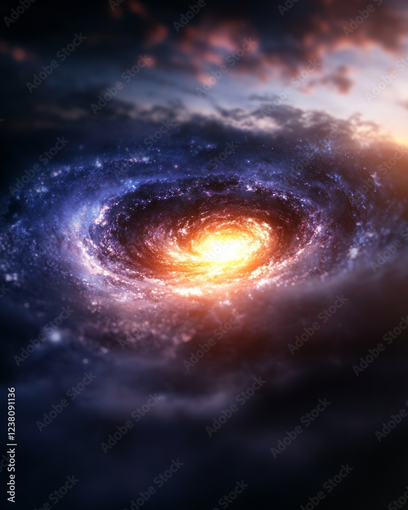 Aufkleber digital cosmic vortex art stunning spiral galaxy visual in deep space - futuristic tech content for 