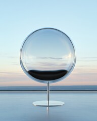 Futuristic Minimalist Reading Pod Chrome-Finished, Reflective Sphere for Luxury Home and Office Spaces - Elevate Relaxation with Modern Design Aesthetics