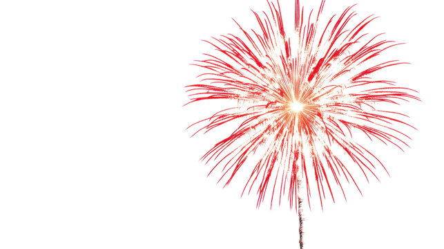 Red firework exploding with transparent background