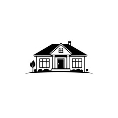 Elegant House Exterior: Simple Black and White House Design Illustration