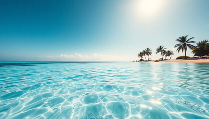 Peaceful Beach with Turquoise Water and Palm Trees