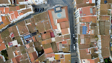 drone, vista a&eacute;rea &Eacute;vora, Alentejo, casas e telhados