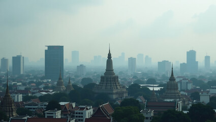 Obraz premium Bangkok Skyline in Smog