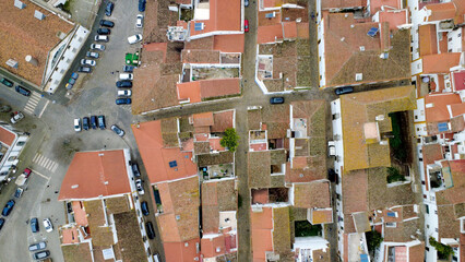 drone, vista a&eacute;rea &Eacute;vora, Alentejo, casas e telhados