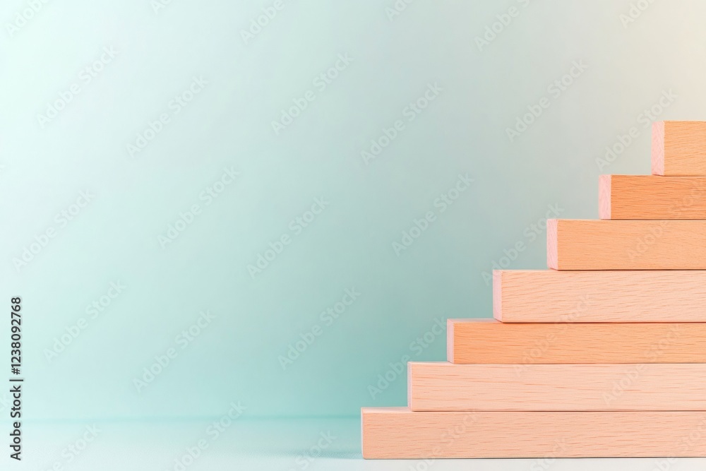 Aufkleber modern gradient financial visualization ascending wooden bars on abstract background - business inno