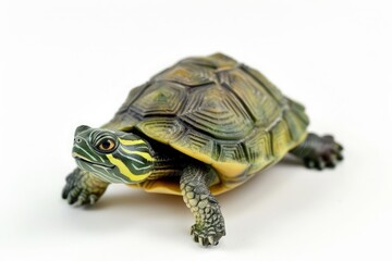 Obraz premium Living and toy turtle on a white background.