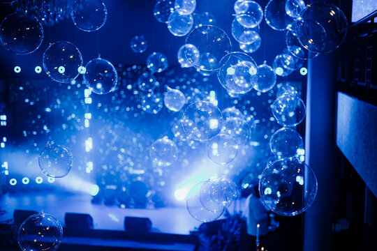 Futuristic Floating Bubbles in Blue Event Lighting - Powered by Adobe