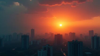 Fototapeta premium Sunset Behind Haze (Bangkok/Chiangmai)
