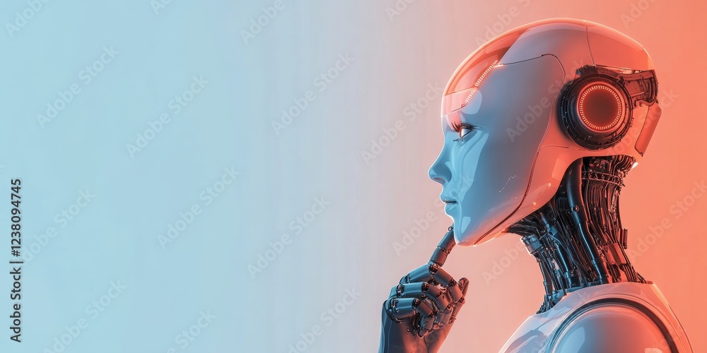 Poster Futuristic Robotics Aesthetic Modern AI Robot with Sleek Metallic Finish - Innovations in Tech Interfaces and Business Automation Solutions