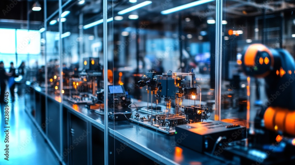 Poster advanced robotics and automation systems showcased in a high-tech facility during a demonstration