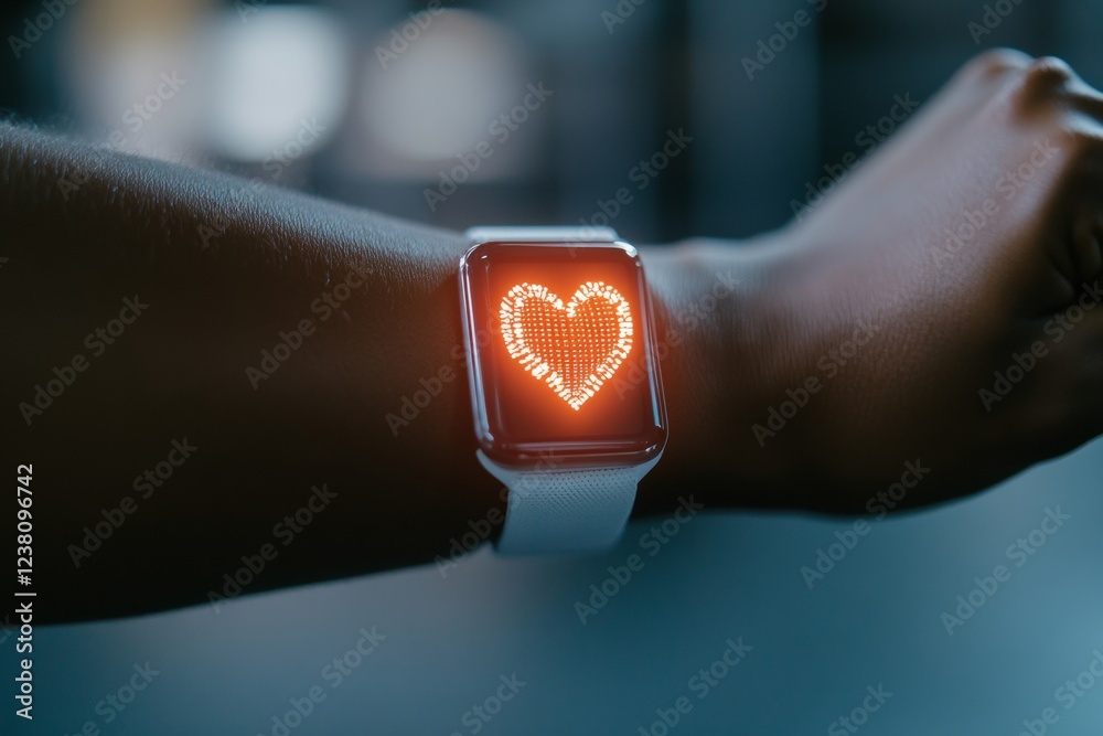 Aufkleber Tech-Infused Fitness Sleek Smartwatch with Biometric Display on Wrist - Enhancing Athletic Performance in Modern Gyms with Precision Health Analytics
