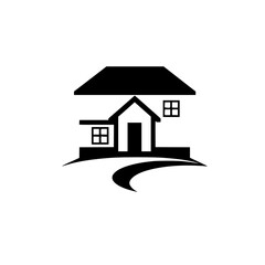 Modern House Icon: Simple, Minimalist Home Design Vector Graphic. Perfect for real estate, architecture, and home design projects.