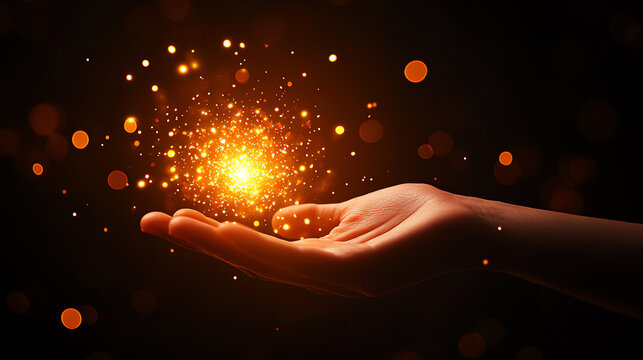 A hand catching a shooting star, representing seizing opportunities, Realistic Photo Professional photography, Warm, soft directional lighting with diffused shadows,