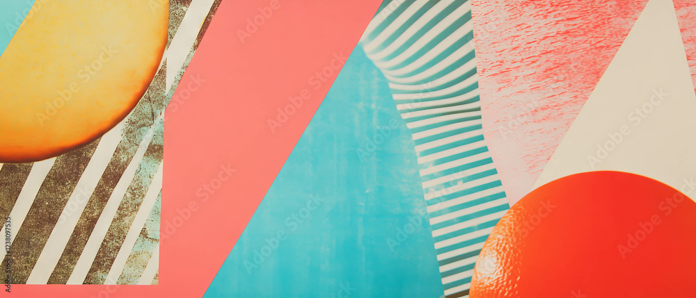Poster Exploring playful creativity through a minimalistic mixed media collage with abstract patterns