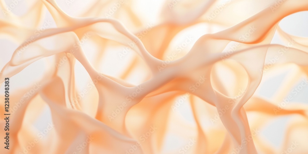 Poster Fractal-inspired Silk Textures Organic Flowing Forms in Peach Tones - Aesthetic Content for Visual Branding in Bioengineering and Digital Innovation Spaces