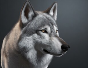 Fototapeta premium Portrait of a wolf with a proud look on a dark background