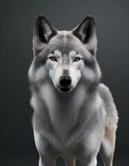 Fototapeta premium Portrait of a wolf with a proud look on a dark background