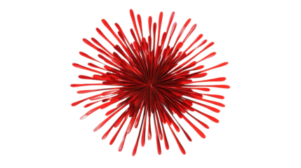 Red spiky sphere exploding on transparent background