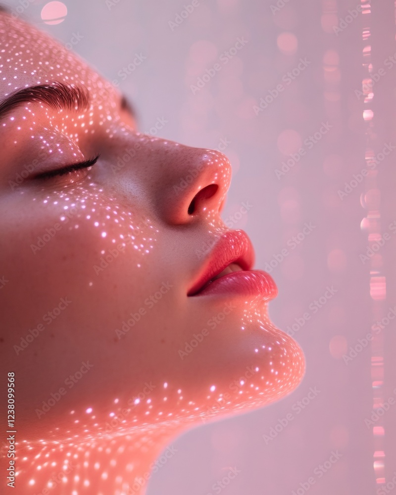 Aufkleber emotive holographic portraits shimmering digital light projections on skin - innovative visual exper
