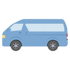 車　横向きのシンプルなワンボックスカー　水色・青色・寒色系
