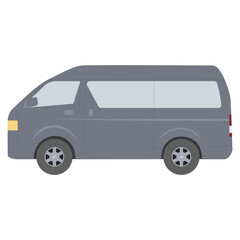 車　横向きのシンプルなワンボックスカー　チャコール・グレー
