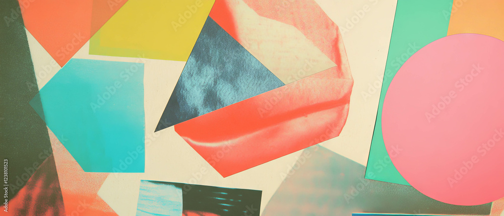 Aufkleber Exploring geometric forms in minimalistic mixed media Constructivist collage artwork