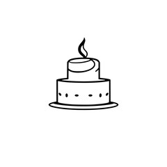 A delectable two-layered cake, adorned with a single candle, symbolizing a joyous celebration or a heartfelt birthday wish. The minimalist line art style adds a touch of elegance.