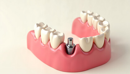Detailed model of snap-in dentures over implants, dental innovation