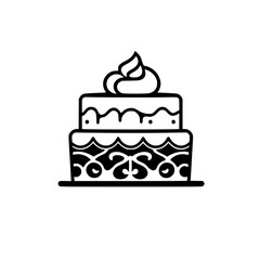 A delectable two-layered cake, adorned with exquisite frosting and a delightful design. Perfect for birthdays, weddings, or any special occasion.