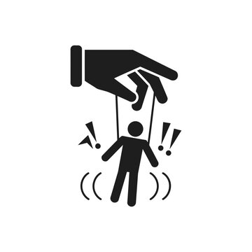 Hand pulling puppet icon