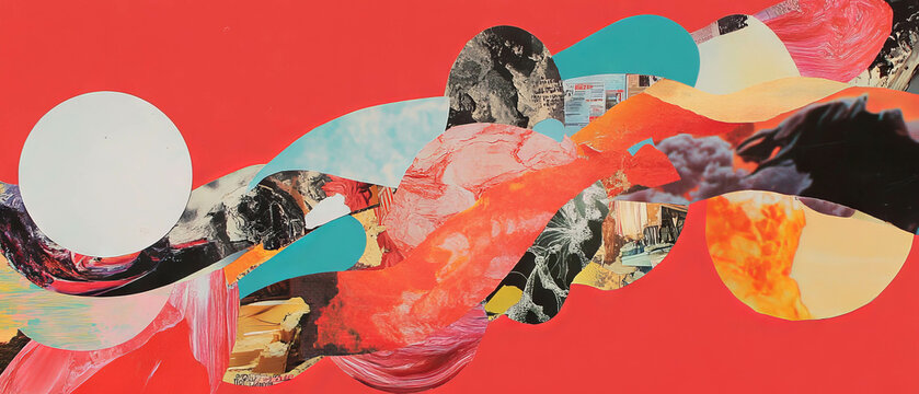 Exploration of movement and energy in a minimalistic scrapbook collage