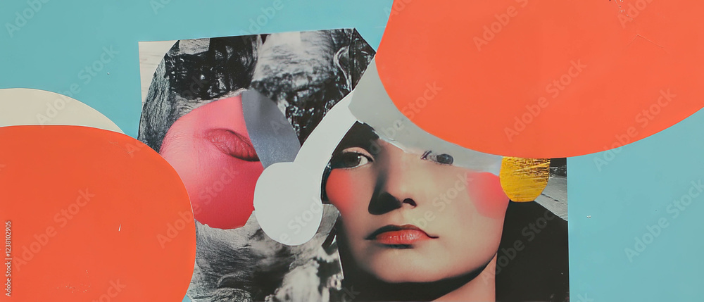 Poster Creative collage showcasing abstract forms using various textures in a minimalistic style