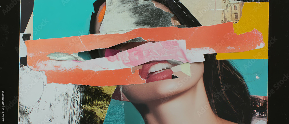 Aufkleber exploring texture and color in a minimalistic scrapbook collage art piece