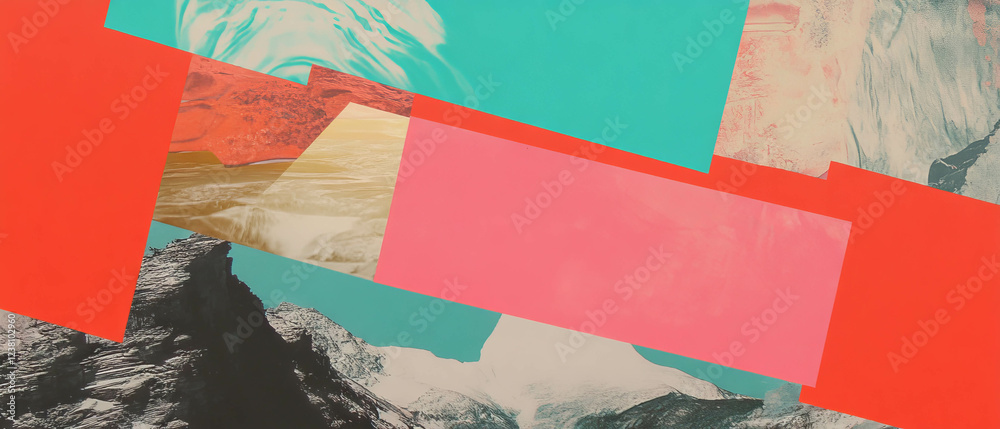 Poster Exploring textures and colors in a minimalistic scrapbook collage with geometric shapes