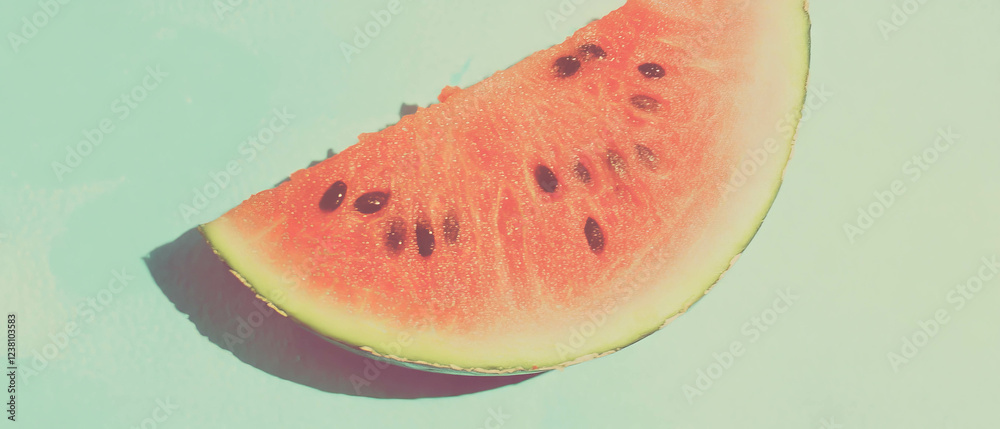 Poster minimalist scrapbooking art featuring a slice of watermelon on a textured background