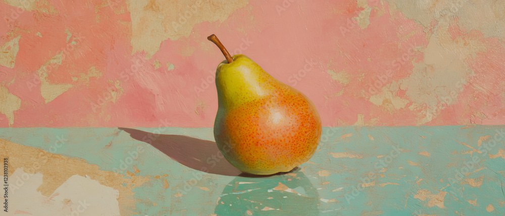 Aufkleber minimalistic scrapbook art featuring a single pear on textured paper background
