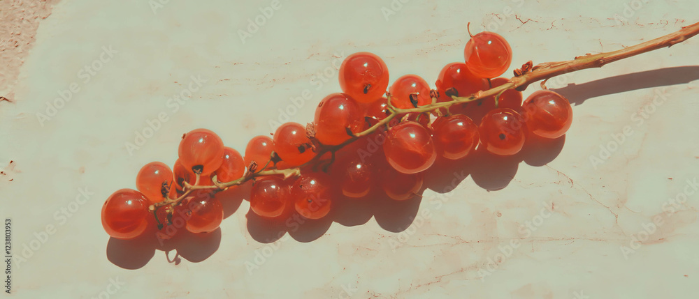 Poster Minimalistic scrapbook-style composition with currants on a neutral background