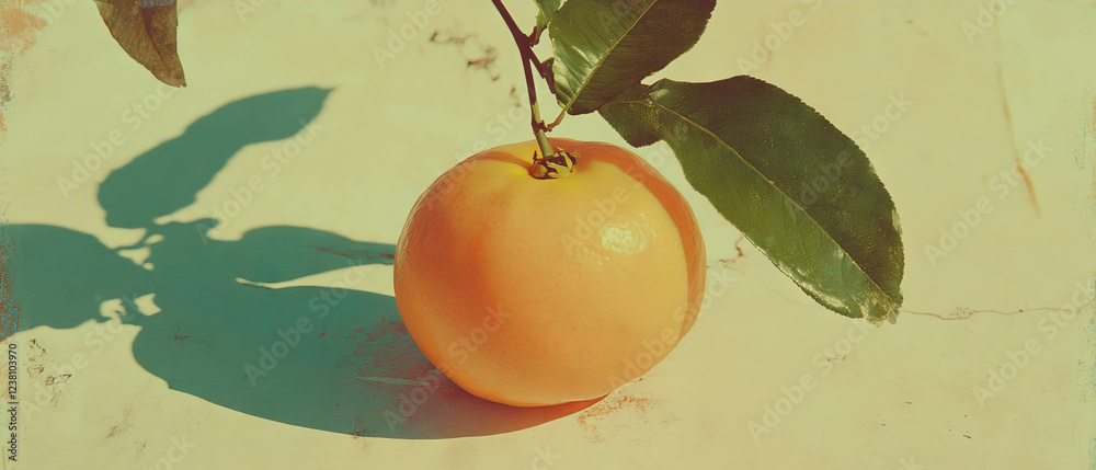 Poster captivating quince resting gently on a textured background in a minimalistic scrapbook style