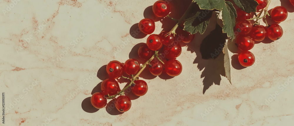 Poster delicate arrangement of currants on a neutral backdrop in a scrapbook composition