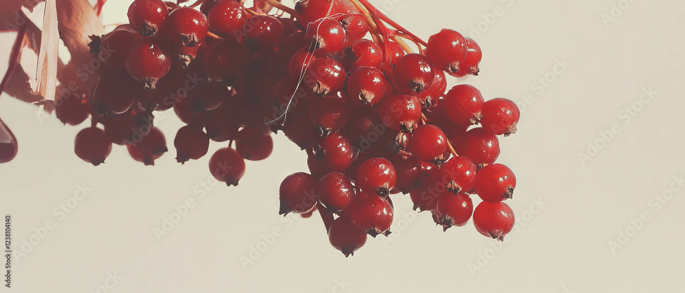 Poster elderberries cluster in a minimalistic scrapbook style with handcrafted details