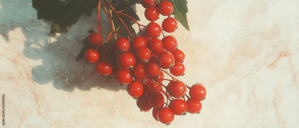 Poster scrapbook-inspired composition featuring a cluster of elderberries on a light background