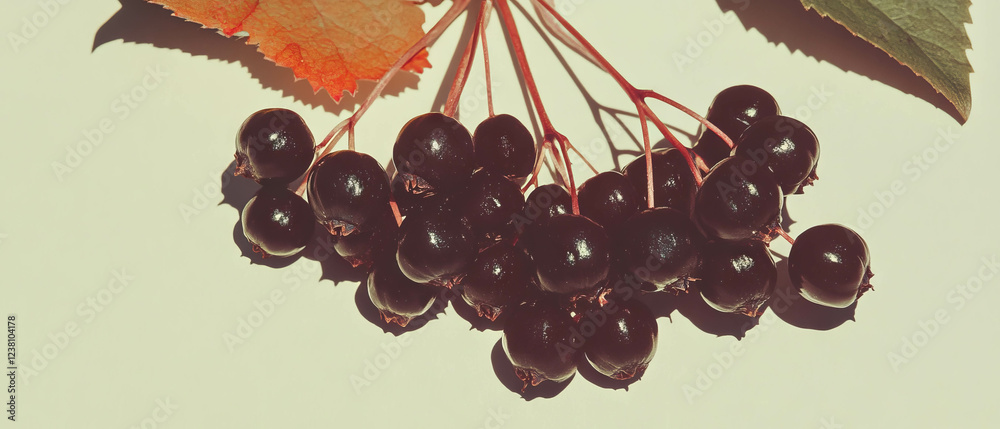 Poster Elderberry cluster on a handcrafted background with delicate details and textures