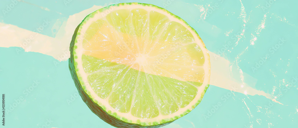 Poster minimalist scrapbook art featuring a watercolor lime slice on a clean backdrop