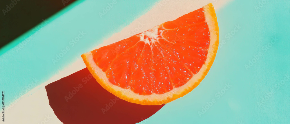 Poster minimalistic scrapbook composition showcasing halved tangerine with delicate textures