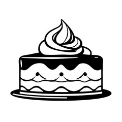 A delectable slice of cake, layered with creamy goodness and a rich chocolate glaze. Perfect for birthdays or any special occasion. Indulge in this sweet treat!