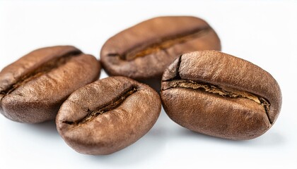 Obraz premium Roasted coffee beans, close-up view showcasing their rich brown color and texture.