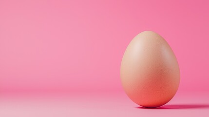 Fototapeta premium A single egg stands on a pink background, emphasizing simplicity and minimalism.