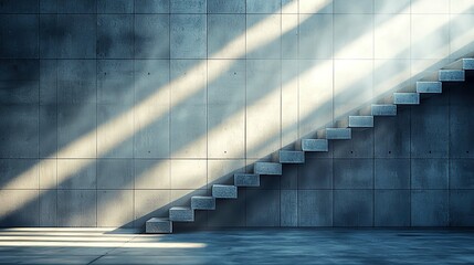 Obraz premium Modern Concrete Staircase: Architectural Design, Minimalist Interior, Steps to Success
