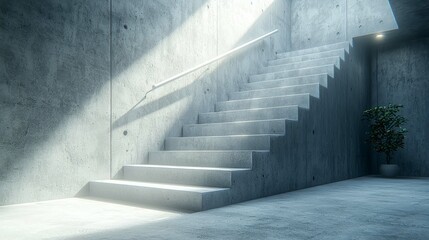 Fototapeta premium Modern Concrete Staircase: Minimalist Interior Design Architecture Photography