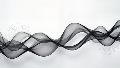 Abstract dynamic wave design. Futuristic black wavy lines against white background. Complex structure of data flow. Big data visualization concept. Modern tech pattern. Geometric shapes. High-tech